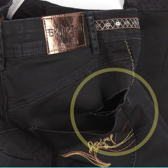 Desigual Exotic Hi-Rise Jeans Lightweight Embroidered Denim Black NEW READ - Picture 9 of 12